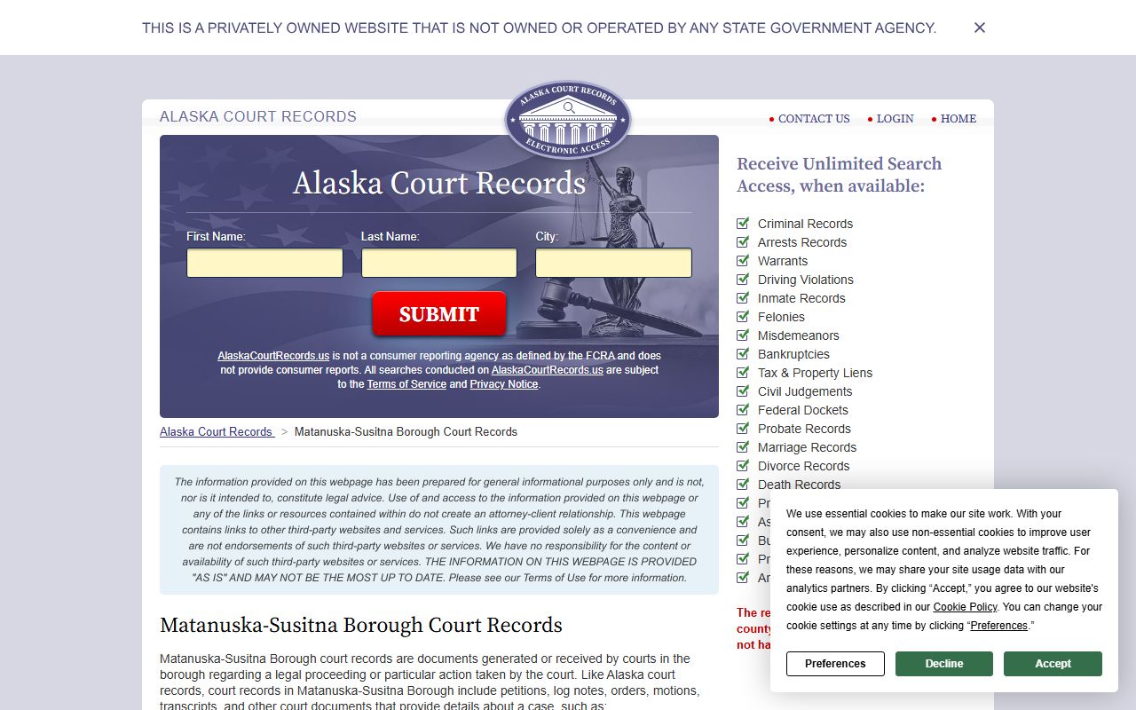 Palmer Alaska court records criminal history